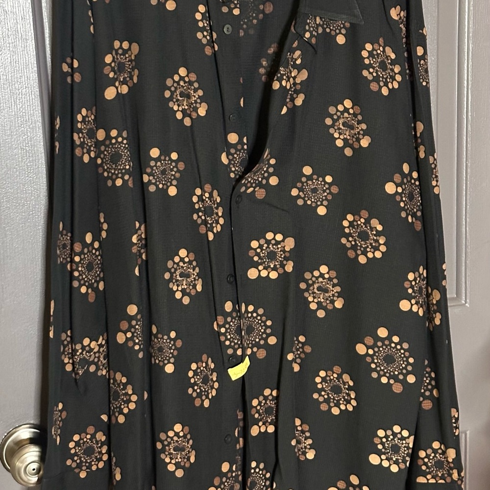 Jhane Barnes Black and Brown Geometric Shirt